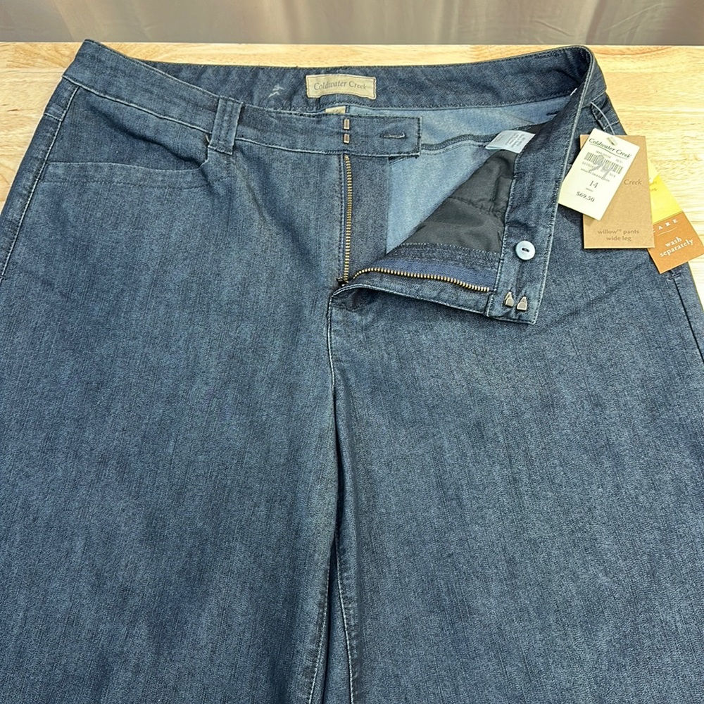 COLDWATER CREEK STRETCHY WILLOW WIDE LEG TROUSER JEAN Size 14 NWT